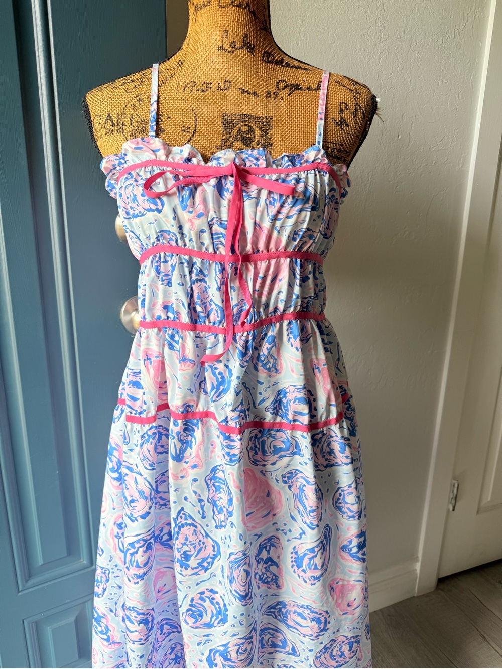 Simply Southern Pink & Blue Swirl Tiered Summer Dress